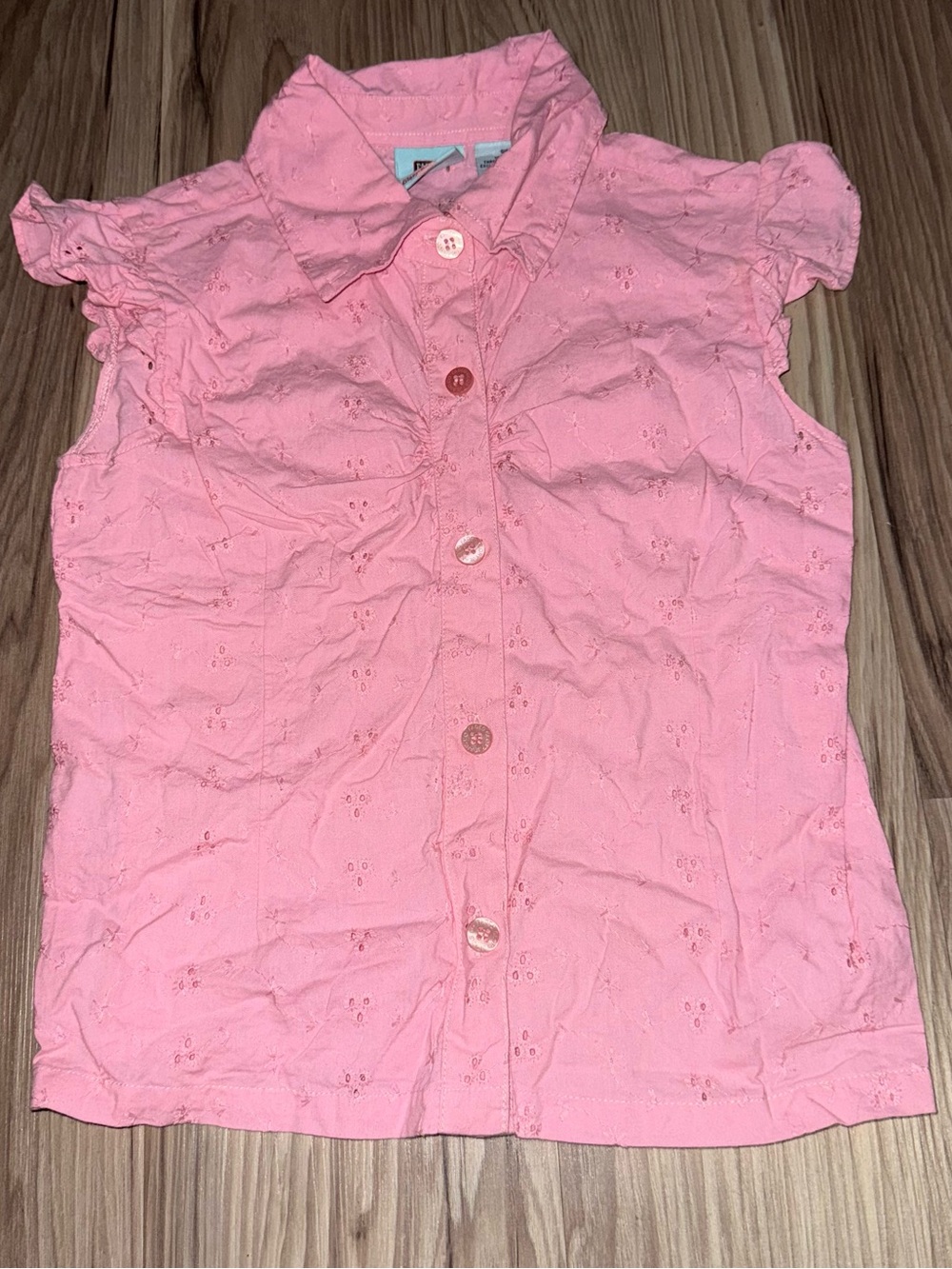 Faded Glory Pink Eyelet Button-Up Top